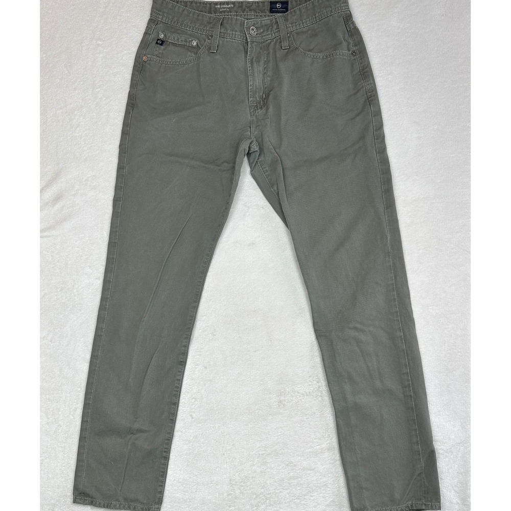 AG Adriano Goldschmied The Graduate Tailored Leg Olive‎ Green Pants Mens 31R